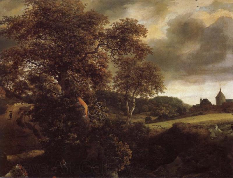 Jacob van Ruisdael Hilly Landscape with a great oak and a Grainfield France oil painting art